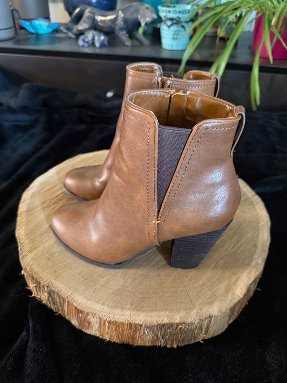 Call It Spring Tan Brown Leather-Look Ankle Booties